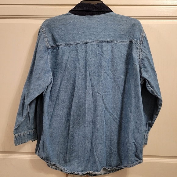 Disney Winnie the Pooh Long Sleeve Denim Button Up Shirt with Corduroy Collar - Picture 5 of 8